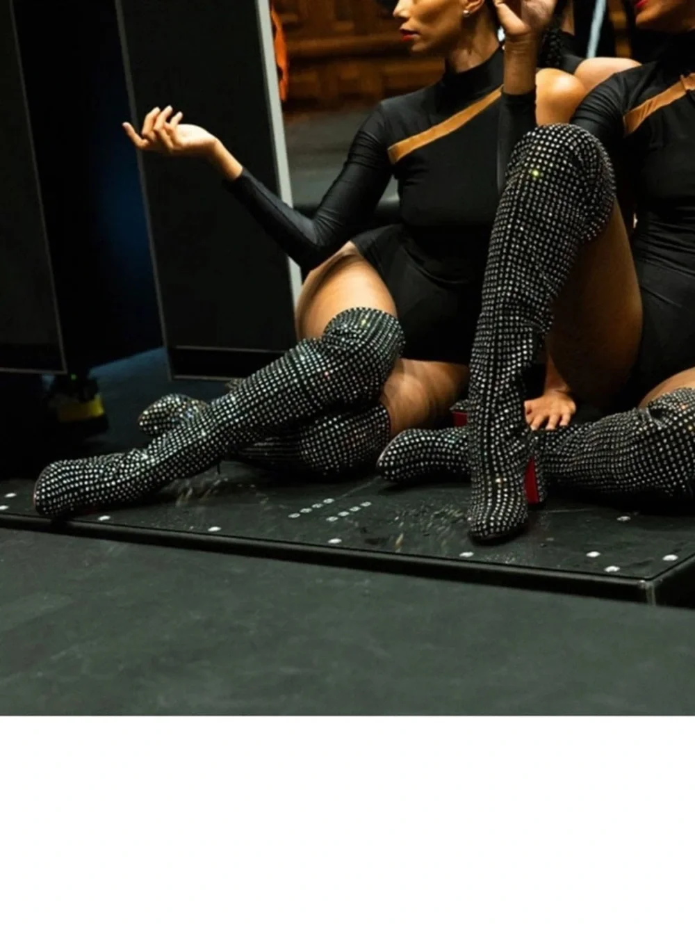 Christian Louboutin 2024 Jane Botta Alta Strass Crystal OTK Tall Boots EU 39.5